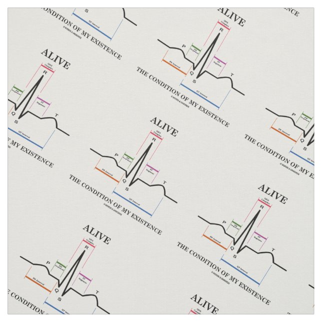 Alive The Condition Of My Existence ECG Heartbeat Fabric (Swatch)