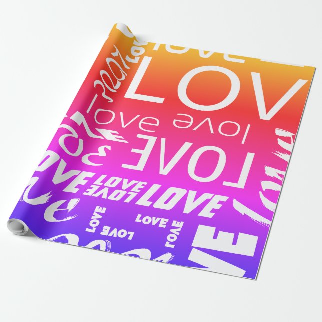 Alive Varicolored Gallery Love Words Art Wrapping Paper (Unrolled)