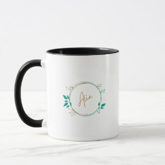 Aliya Logo Design – Elegant Flower Circle Emblem Mug