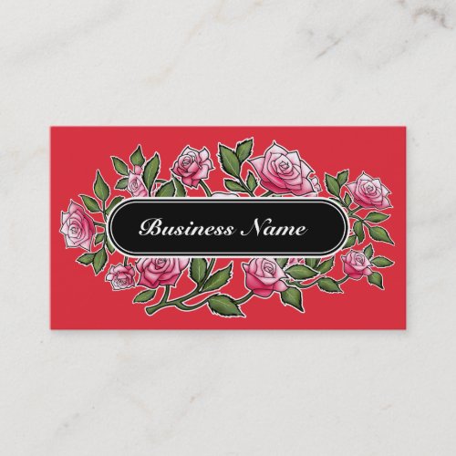 Alizarin Crimson Graphic Square Floral Business Card
