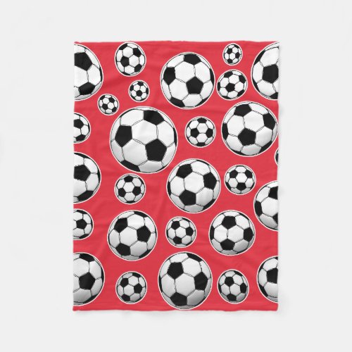 Alizarin Crimson Soccer Ball Pattern Fleece Blanket