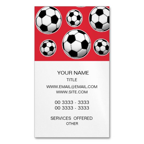 Alizarin Crimson Soccer Ball Pattern Magnetic Business Card