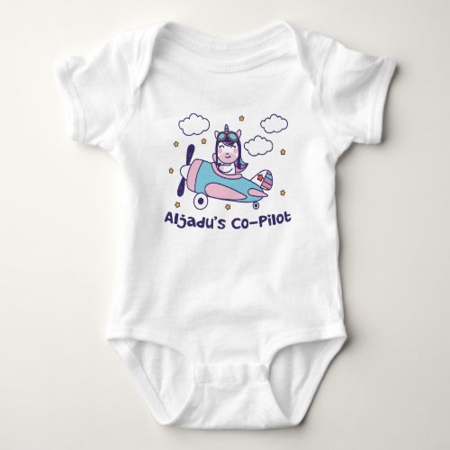 Aljadus Co_Pilot _ Unicorn Airplane Baby Bodysuit