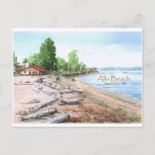 Alki Beach Bathhouse Postcard