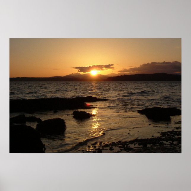 Alki Beach, Sunset Poster (Front)
