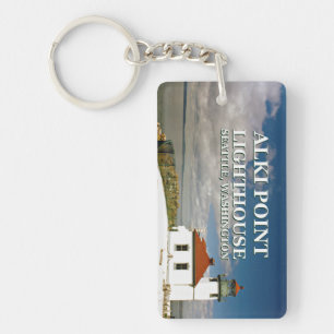 Alki Point Lighthouse, Seattle Washington Keychain
