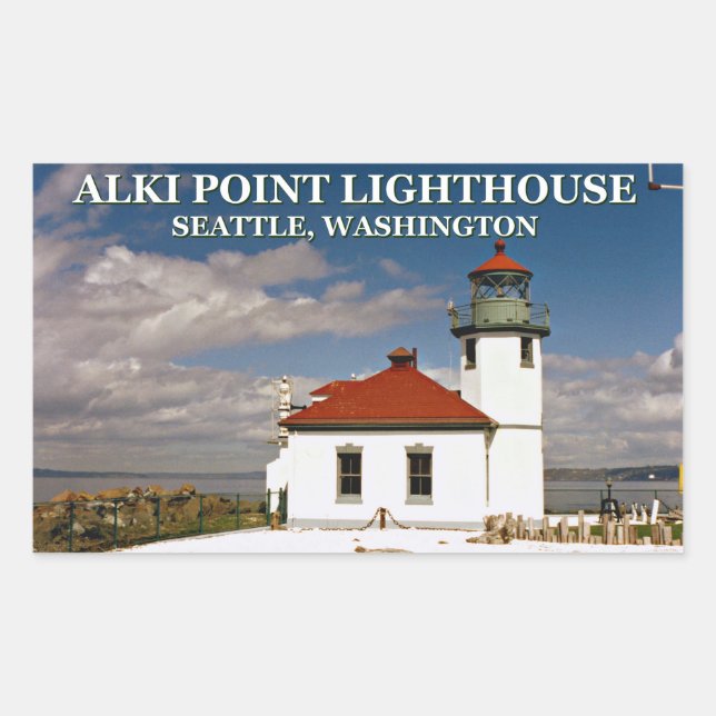 Alki Point Lighthouse, Seattle Washington Rectangular Sticker (Front)