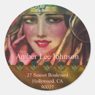 Alkmaar Kashmir in Gold & Pink Classic Round Sticker