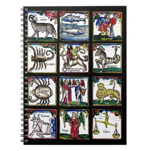 all 12 Zodiac Signs Birthday astrology symbols Notebook