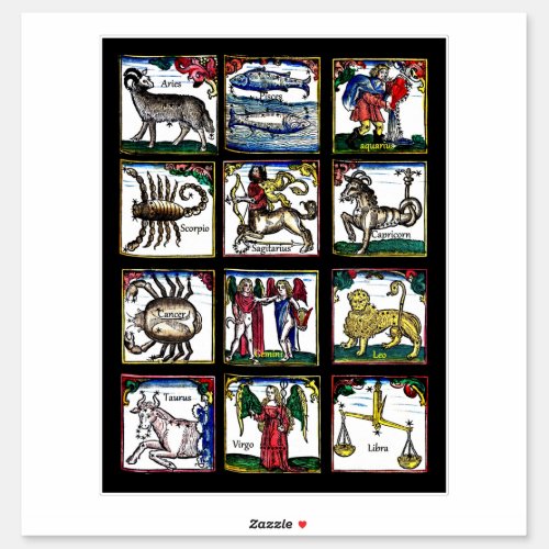 all 12 Zodiac Signs Birthday astrology symbols Sticker