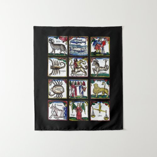 all 12 Zodiac Signs Birthday astrology symbols Tapestry