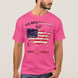 All 63 National Parks Map American Hiking Camping T-Shirt