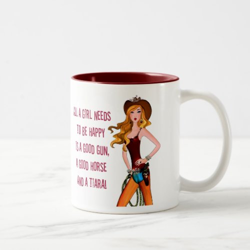 All A Cowgirl Diva Needs To Be Happy Two_Tone Coffee Mug