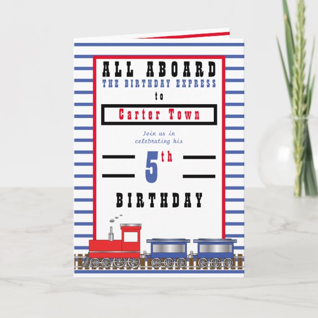 All Aboard 5th Birthday Express Choo Choo Train Invitation (Front)