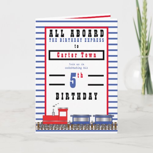 All Aboard 5th Birthday Express Choo Choo Train Invitation