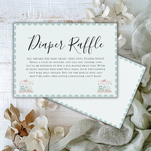 All Aboard Baby Train Diaper Raffle Baby Shower Enclosure Card