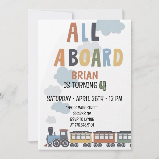 All Aboard Birthday Invitation (Front)