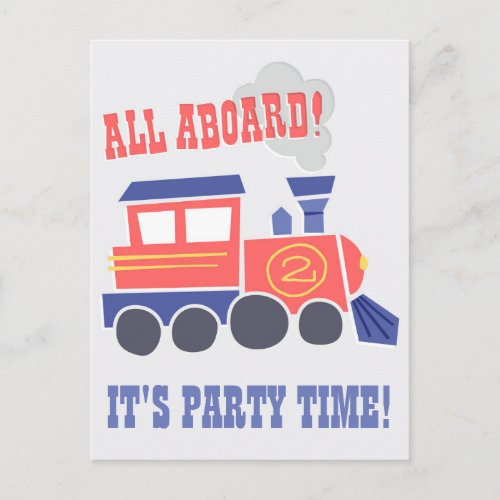 All Aboard Birthday Postcard Invite