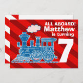 All aboard boys train birthday party invite (Front/Back)