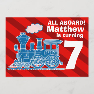 All aboard boys train birthday party invite