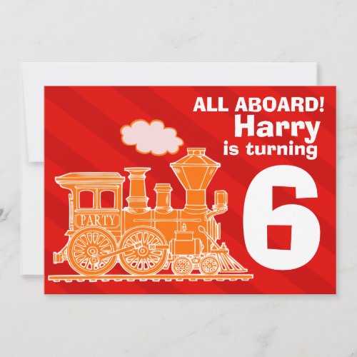 All aboard boys train birthday party invite