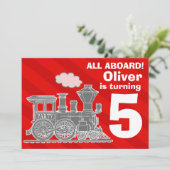All aboard boys train birthday party invite (Standing Front)