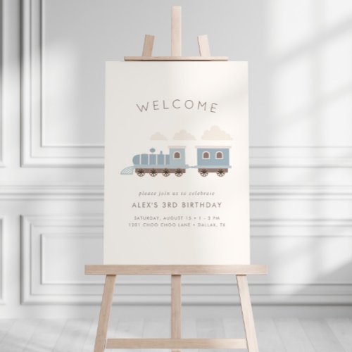 All Aboard Boys Train Birthday Welcome Sign