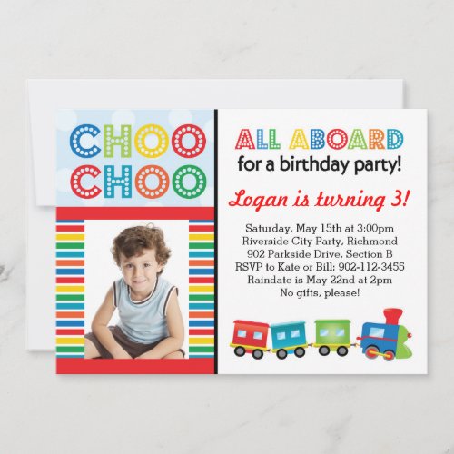 All Aboard Choo Choo Train Invitation