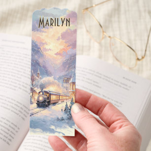 All Aboard for Christmas – Personalized Train Bookmarks