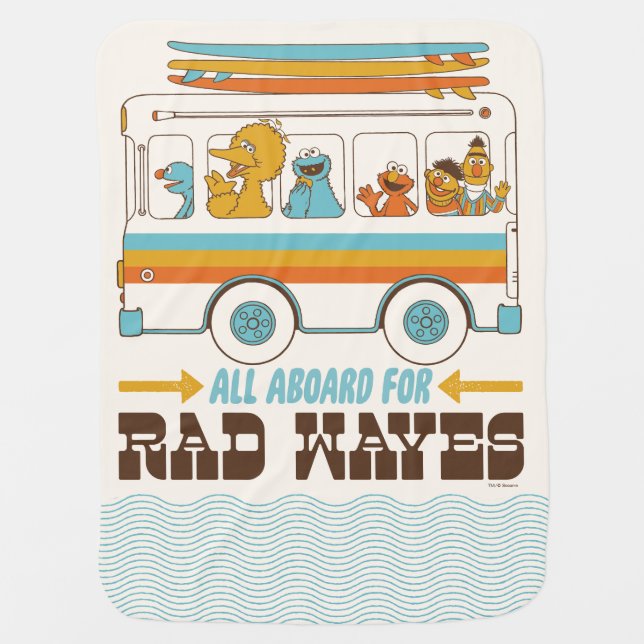 All Aboard for Rad Waves Baby Blanket (Front)