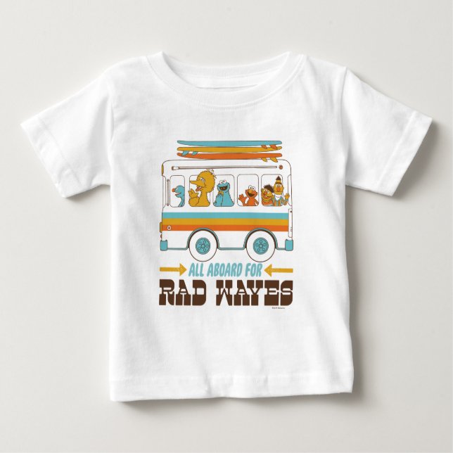 All Aboard for Rad Waves Baby T-Shirt (Front)