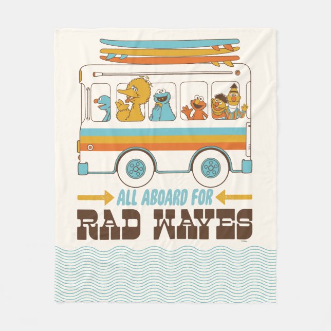 All Aboard for Rad Waves Fleece Blanket (Front)