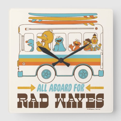 All Aboard for Rad Waves Square Wall Clock