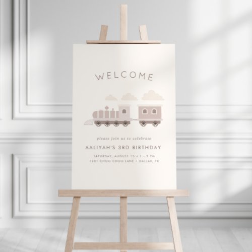 All Aboard Girls Train Birthday Welcome Sign