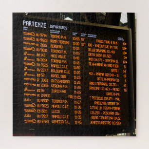All Aboard - Italy Train Schedule - 20 x 20 inch Jigsaw Puzzle
