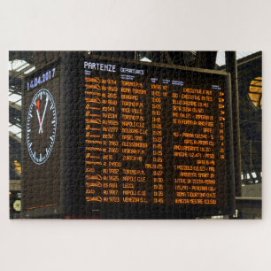 All Aboard - Italy Train Schedule - 20 x 30 inch Jigsaw Puzzle