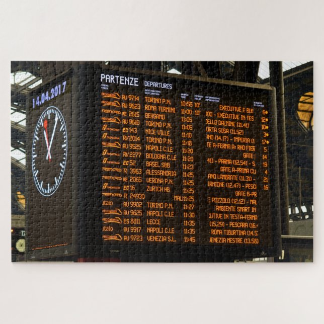 All Aboard - Italy Train Schedule - 20 x 30 inch Jigsaw Puzzle (Horizontal)