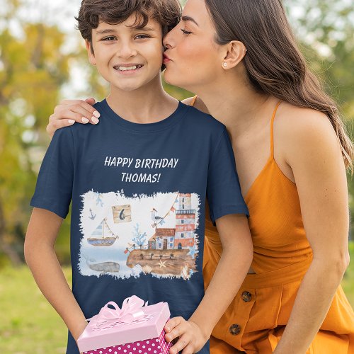 All Aboard Ocean Kids Personalized Birthday T_Shirt