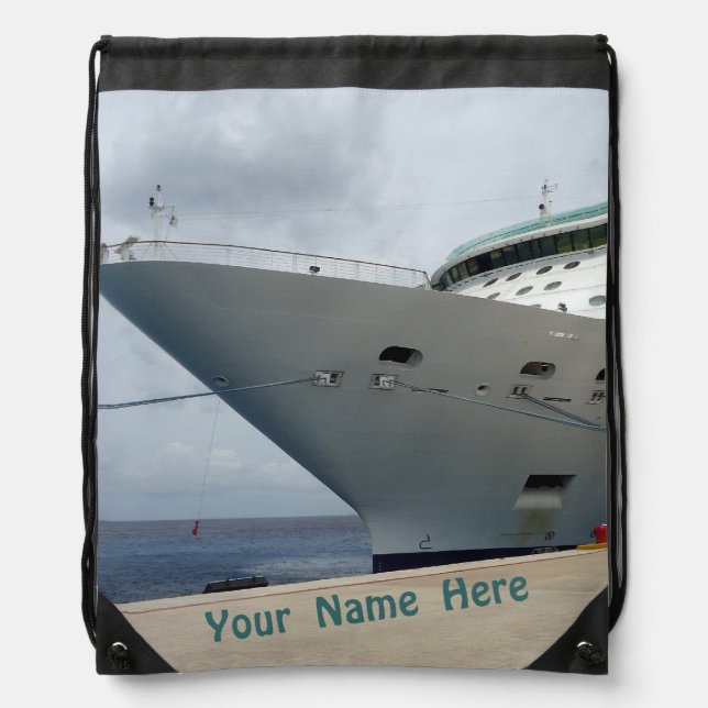 All Aboard Personalized Name on Drawstring Bag (Front)