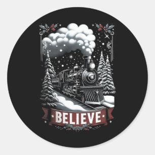 All Aboard Polar Express Christmas North Pole Xmas Classic Round Sticker