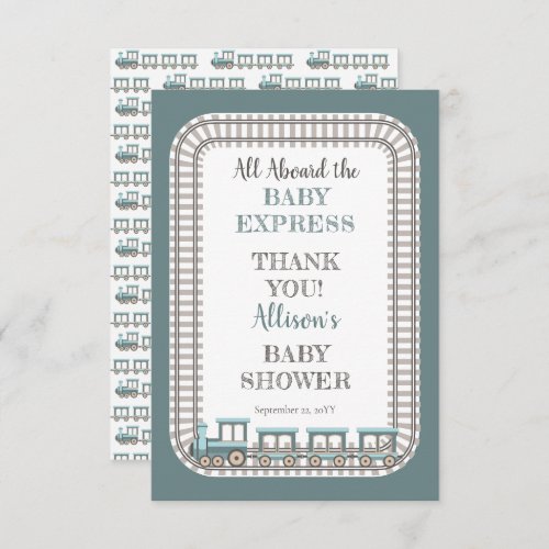 All Aboard the Baby Express Boy Baby Shower Thank You Card