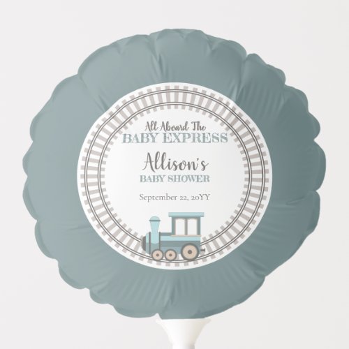 All Aboard the Baby Express Train Boy Baby Shower Balloon
