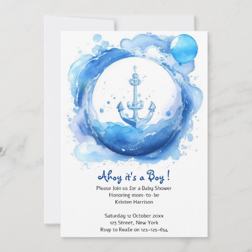 All Aboard the Baby Joy Nautical Shower Invitation