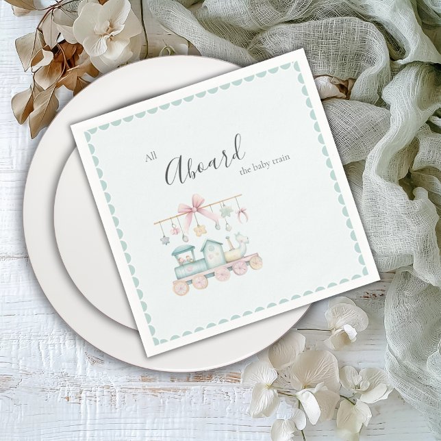 All Aboard the Baby Train Baby Shower Napkins (Creator Uploaded)