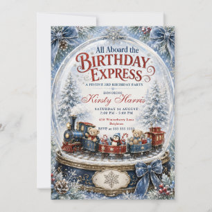 All Aboard the Birthday Express Train Birthday Invitation