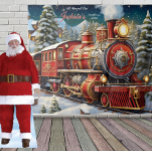 All Aboard The Christmas Train Backdrop<br><div class="desc">Colorful Christmas Train backdrop for your party or corporate event,  great for photo ops with guests. Change the text to anything you want when you order.</div>