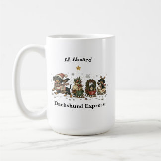 All Aboard the Dachshund Express Christmas Mug