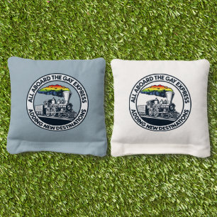 All Aboard the Gay Expres Cornhole Bags