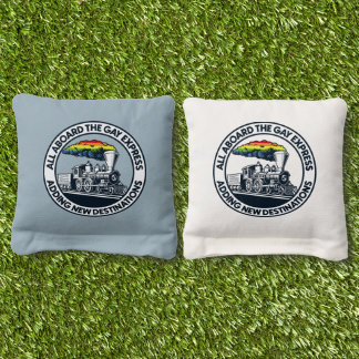 All Aboard the Gay Expres Cornhole Bags