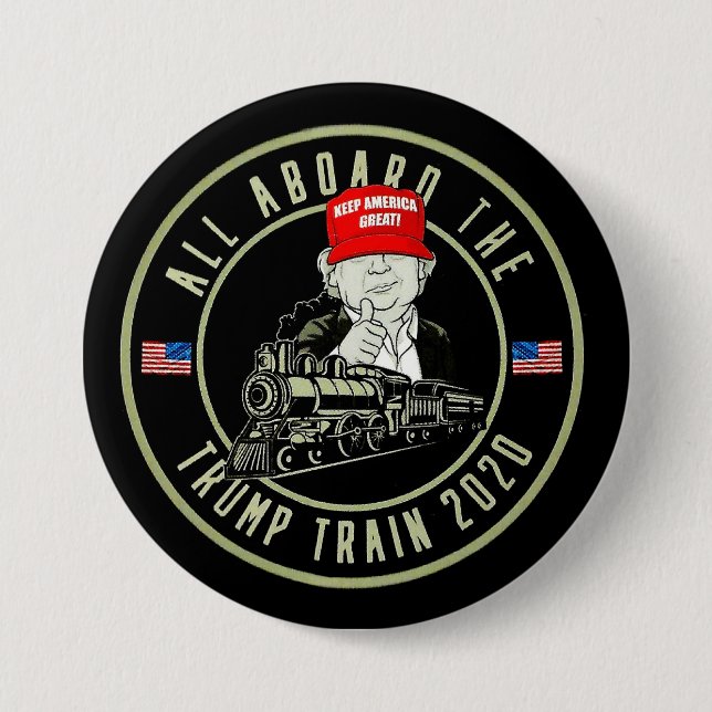 All Aboard The Trump Train 2020 Button (Front)